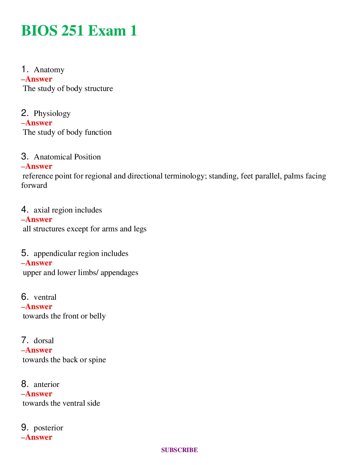 BIOS 251 (Latest 2024 - 2025) Exam 1,2 Review , - DocMerit