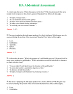 HA Abdominal Assessment (Latest 2024) Questions With Complete Grade A+ ...