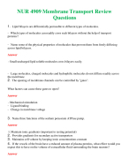NUR 4909 ( LATEST 2024 / 2025 ) MEMBRANE TRANSPORT REVIEW QUESTIONS | A++ EXAM WITH ALL NEW QS & AS - GUARANTEED PASS!