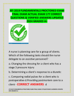 ATI 2019 FUNDAMENTALS PROCTORED EXAM  FINAL EXAM ACTUAL EXAM 177 CORRECT  QUESTIONS & VERIFIED