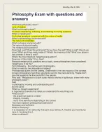 Philosophy Exam with questions and answers