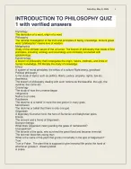 INTRODUCTION TO PHILOSOPHY QUIZ 1 with verified answers