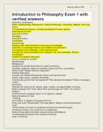 Introduction to Philosophy Exam 1 with verified answers