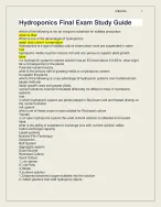 Hydroponics Final Exam Study Guide