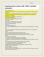 Hydroponics exam with 100% verified answers