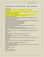 Hydroponics Test Review with solutions