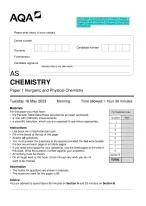 2023 AQA AS CHEMISTRY  Paper 1  Inorganic and Physical Chemistry Question  Paper & Mark scheme