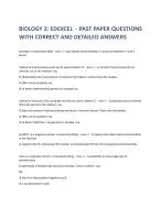 BIOLOGY 2: EDEXCEL  - PAST PAPER QUESTIONS  WITH CORRECT AND DETAILED ANSWERS