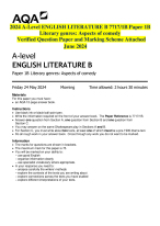 2024 A-Level ENGLISH LITERATURE B 7717/1B Paper 1B  Literary genres:Aspects of comedy  Verified Que