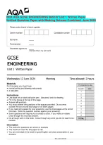 2024 AQA GCSE ENGINEERING 8852/W Unit 1 Written Paper  Verified Question Paper with Marking Scheme