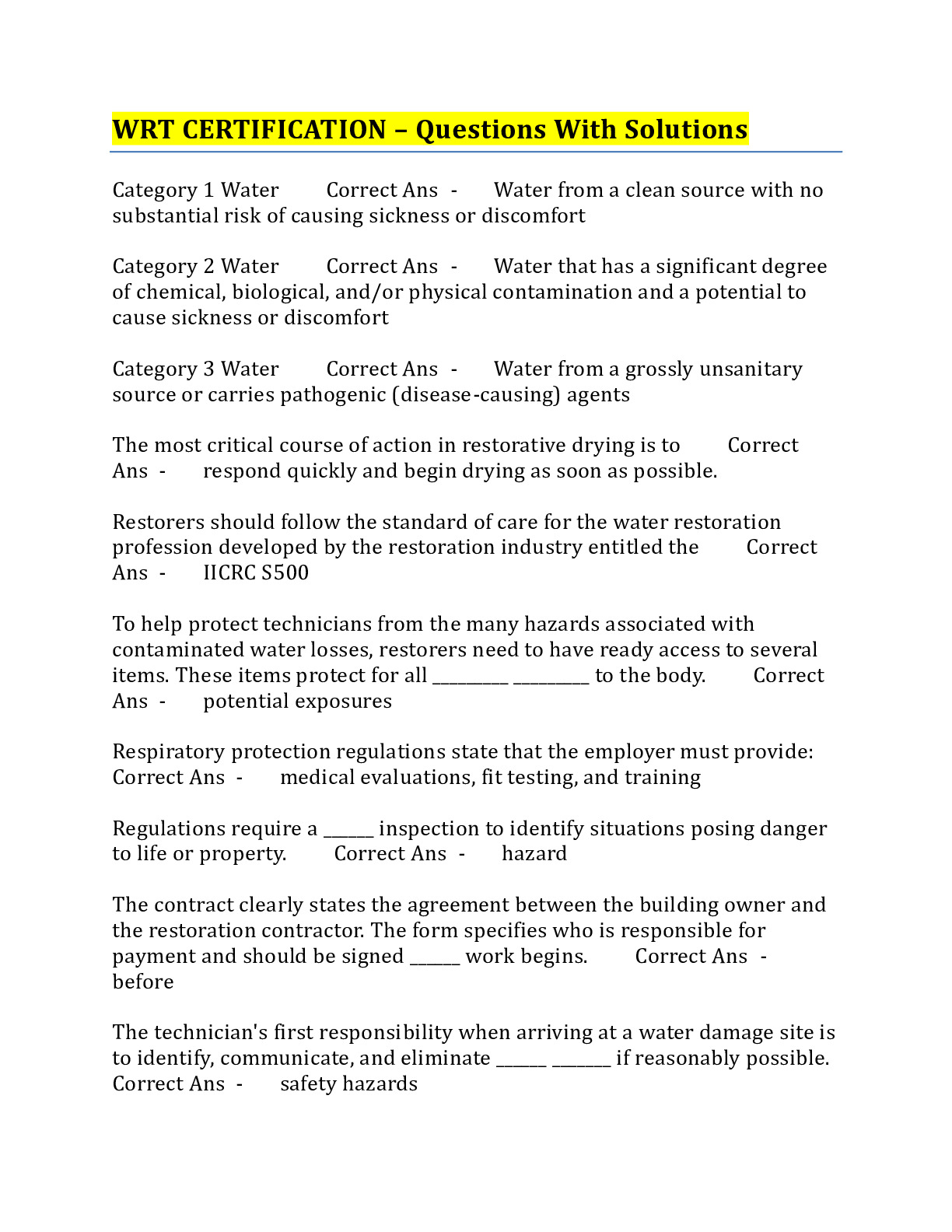 WRT CERTIFICATION – Questions With Solutions