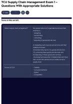 TCU Supply Chain Management Exam 1 – Questions With Appropriate Solutions