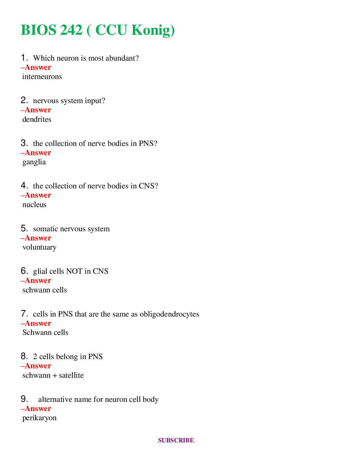 BIOS 242 ( CCU Konig)  (Latest 2024 / 2025) Questions & Answers with rationales