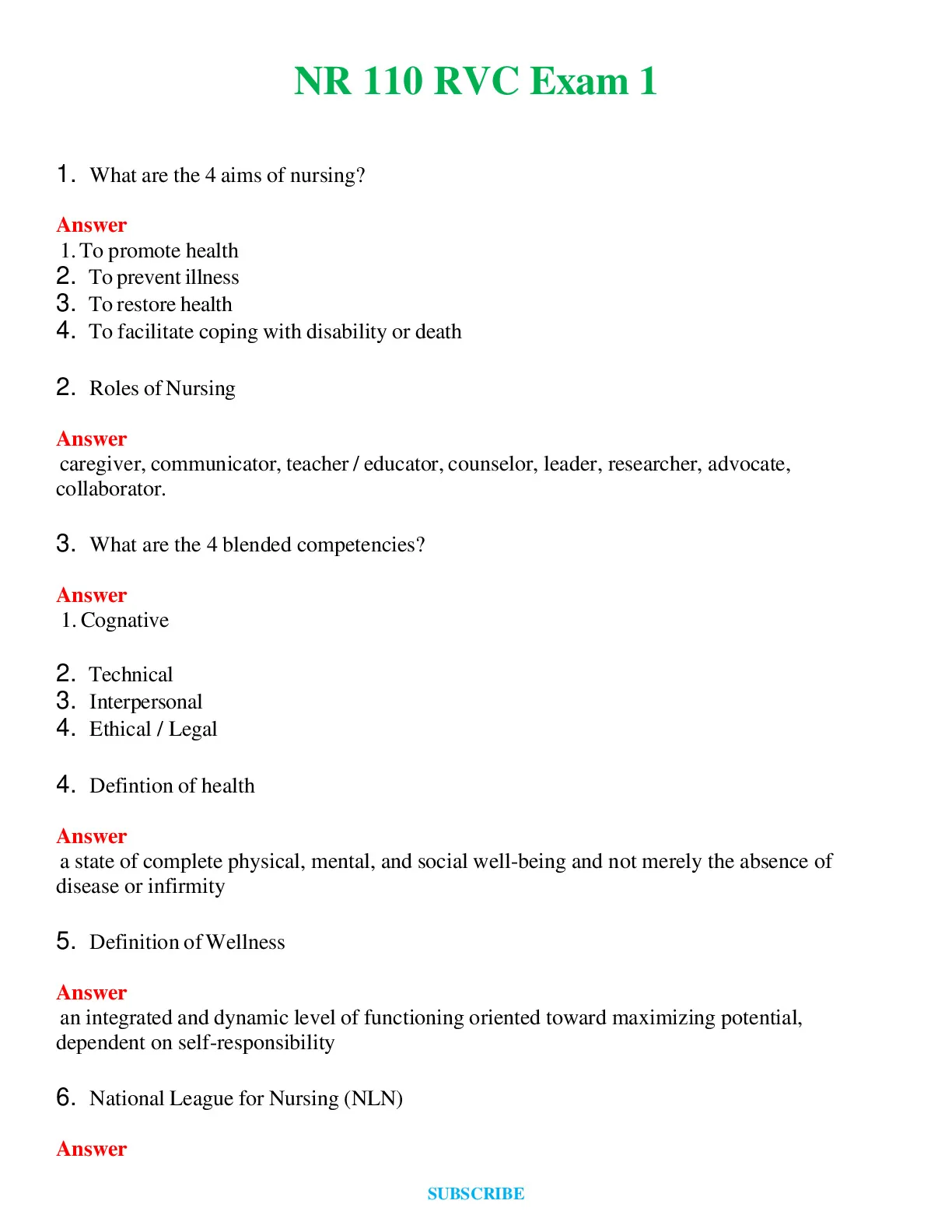 NR 110 RVC Exam 1 (Latest 2024 / 2025) - DocMerit