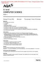 Actual 2024 Aqa A Level Computer Science 7517 2 Paper 2 Merged Question Paper Mark Scheme Actual 2024 Aqa A Level Computer Science 7517 2 Paper 2 Merged Question Paper Mark Scheme