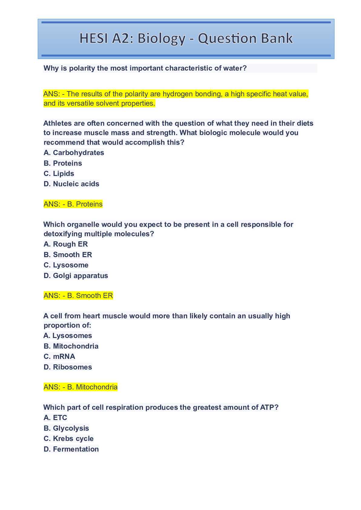 HESI A2 Biology Entrance Exam Bundle for 2024