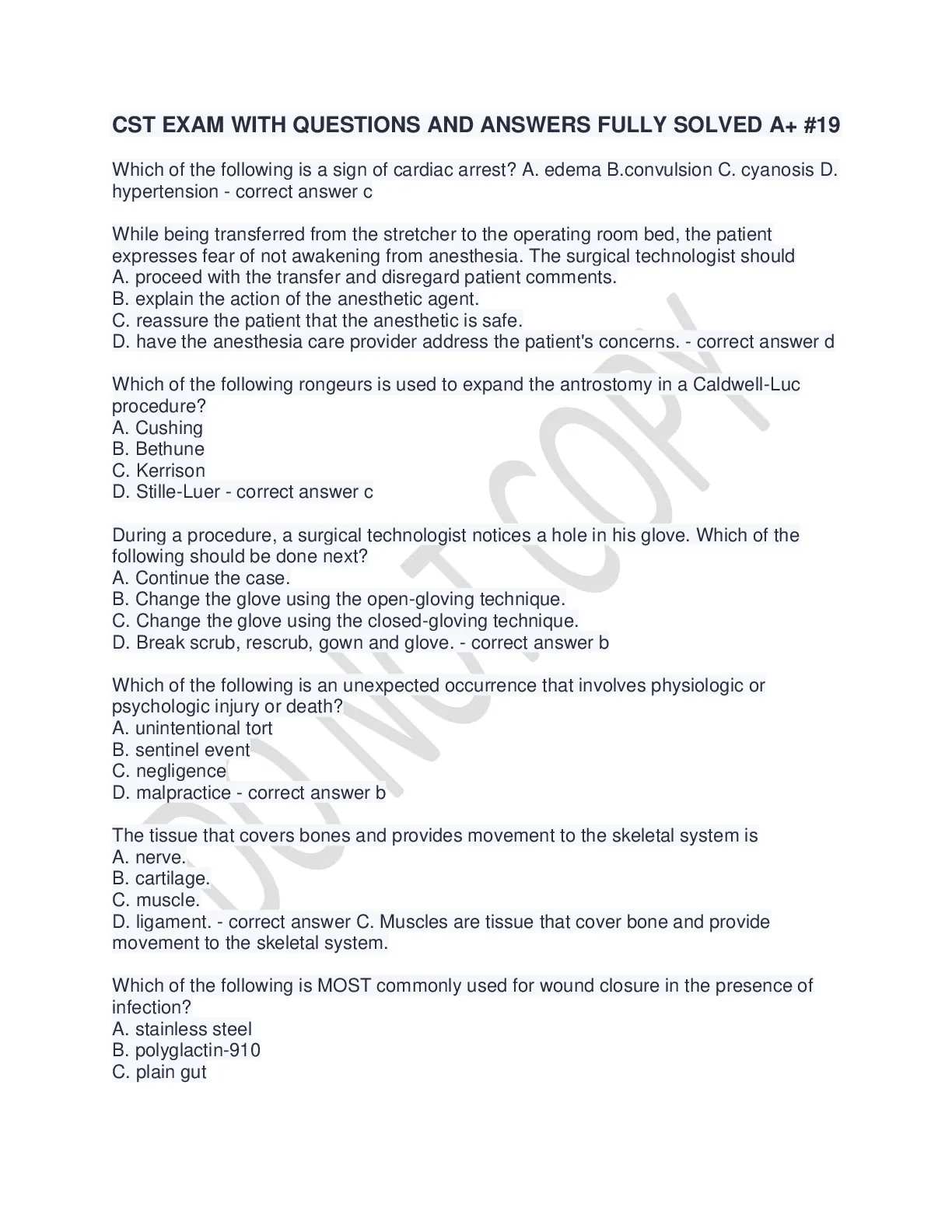 CST EXAM BUNDLE FULLY SOLVED AND APPROVED QUESTIONS AND ANSWERS WELL ...