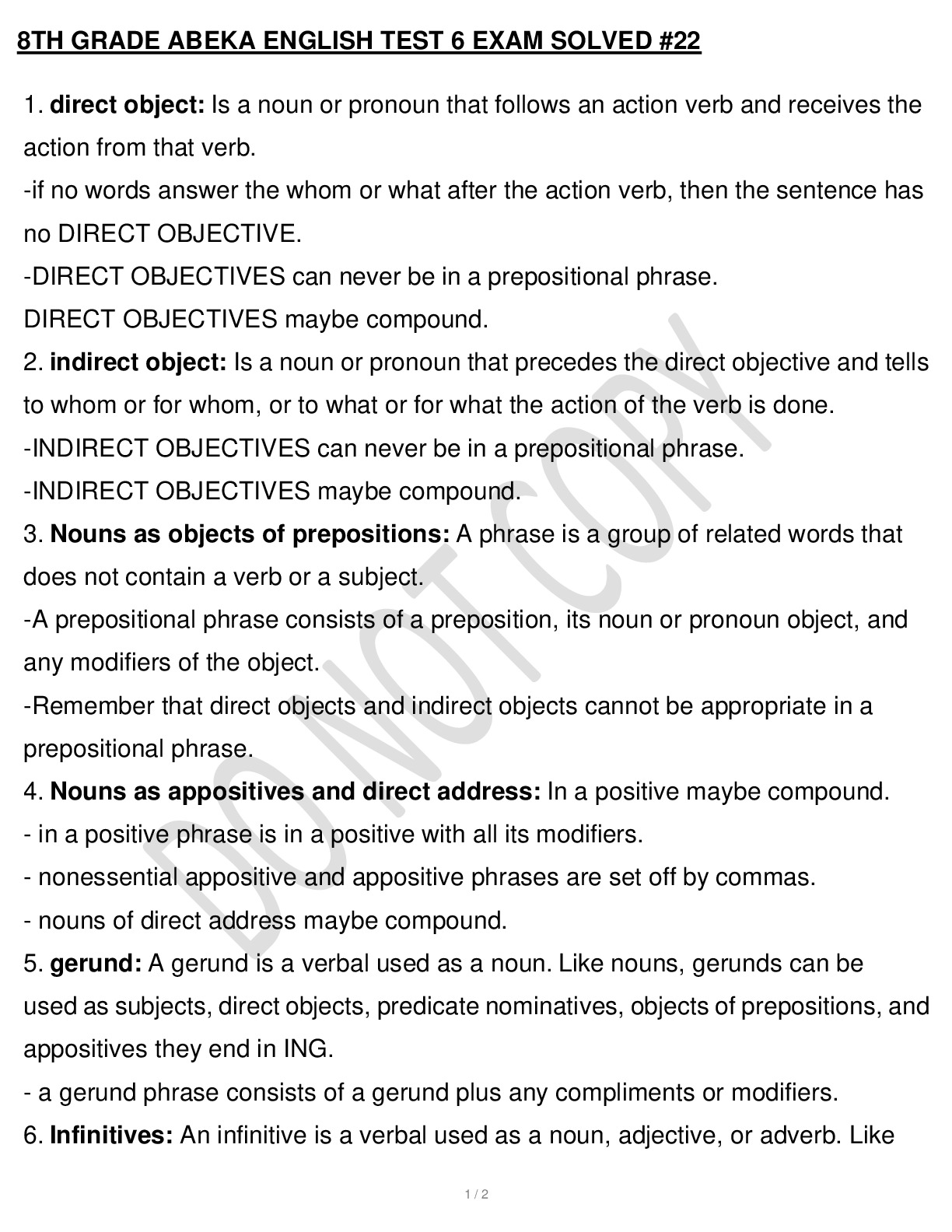 8TH GRADE ABEKA ENGLISH TEST 6 EXAM SOLVED -22 - DocMerit