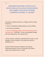 MISSISSIPI PESTICIDE LICENSE EXAM  NEWEST 2025 ACTUAL EXAM 150 QUESTIONS  AND CORRECT ANSWERS