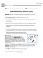 Gizmos Student Exploration Reaction Energy Answer Key - DocMerit