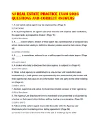 NJ REAL ESTATE PRACTICE EXAM 2026 QUESTIONS AND CORRECT ANSWERS