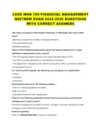 LSUS MHA 706 FINANCIAL MANAGEMENT MIDTERM EXAM 2025-2026 QUESTIONS WITH CORRECT ANSWERS