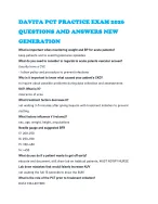 DAVITA PCT PRACTICE EXAM 2026 QUESTIONS AND ANSWERS NEW GENERATION