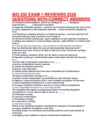 BIO 202 EXAM 1 REVIEWED 2026 QUESTIONS WITH CORRECT ANSWERS