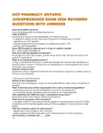 OCP PHARMACY ONTARIO JURISPRUDENCE EXAM 2026 REVIEWED QUESTIONS WITH ANSWERS