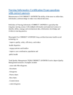 Nursing Informatics Certification Exam questions with correct answers ...