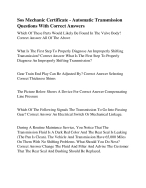 Sos Mechanic Certificate - Automatic Transmission Questions With Correct Answers