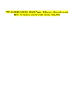 AQA GCSE BUSINESS 8132/1 Paper 1 Influences of operations and  HRM on businessactivity Mark scheme