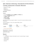 PSYC 565 Quiz: Operant Conditioning, Generalization & Discrimination Learning, and Episodic