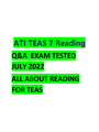ATI TEAS 7 Reading Q&A EXAM TESTED JULY 2022 ALL ABOUT READING FOR TEAS