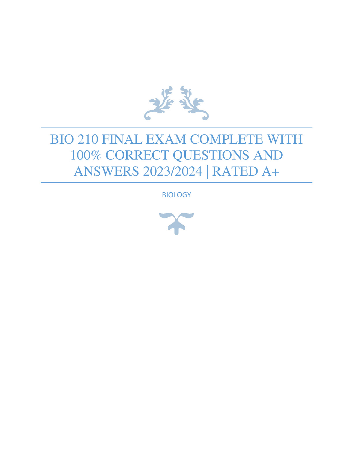 BIO 210 FINAL EXAM COMPLETE WITH 100% CORRECT QUESTIONS AND ANSWERS ...