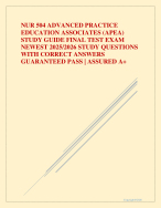 NUR 504 ADVANCED PRACTICE EDUCATION ASSOCIATES (APEA) STUDY GUIDE FINAL TEST EXAM NEWEST 2025/2026