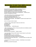 World War II Unit Test Questions and Answers - DocMerit