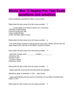 World War II Begins:Pre-Test Exam questions and solutions - DocMerit