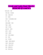 Greek and Latin Root Words-2024/45 Q’s and A’s
