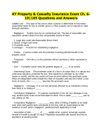 KY Property & Casualty Insurance Exam Ch. 6-10|165 Questions and Answers