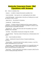 Kentucky Insurance Exam- P&C |Questions with Answers