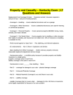 Property and Casualty – Kentucky Exam |17 Questions and Answers