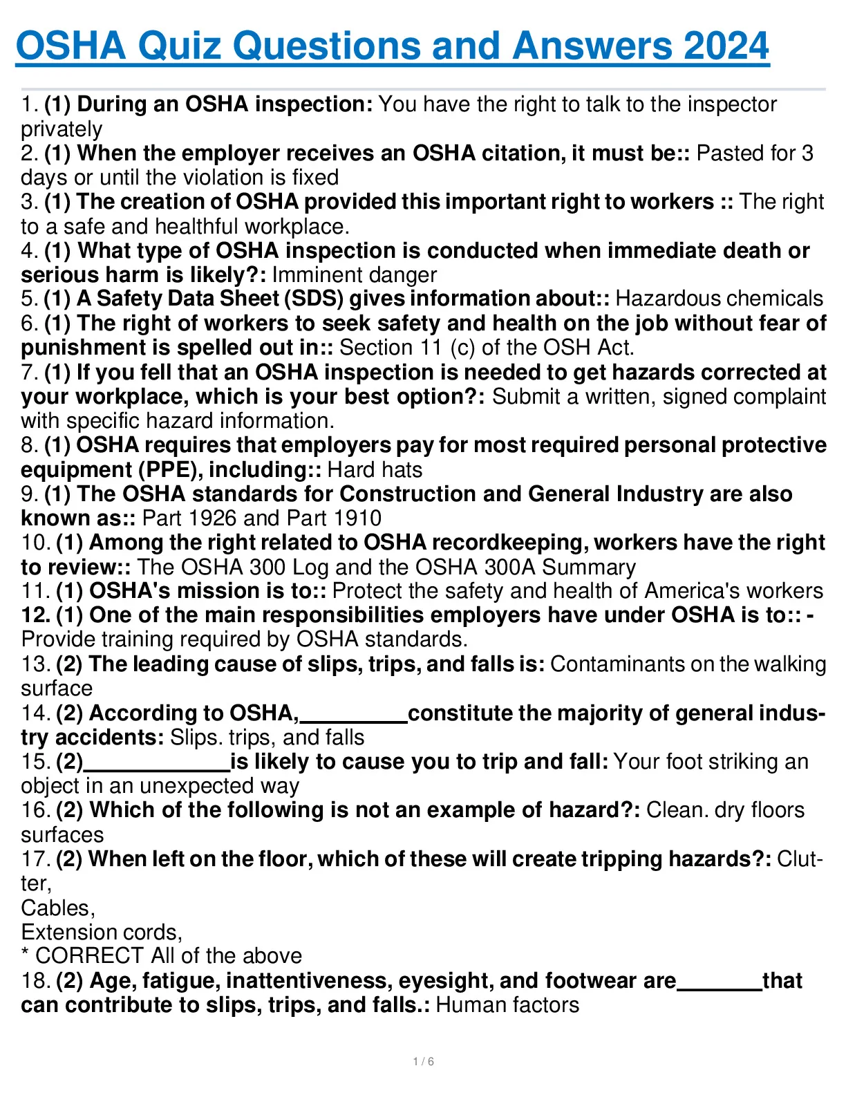 Osha Quiz Questions And Answers 2024 Docmerit 