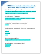 NR 302 Final Exam Concept Review- Health Assessment Questions and Answers