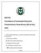 BUS 201 Foundations of Sustainable Enterprise (CSU) Comprehensive Finals Review 2025