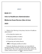 BUSI 311 Intro to Healthcare Administration (LU) Midterms Qns & Ans 2025