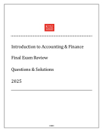 Intro to Accounting & Finance - Final Exam Review 2025 - KCL(Qns & Ans).