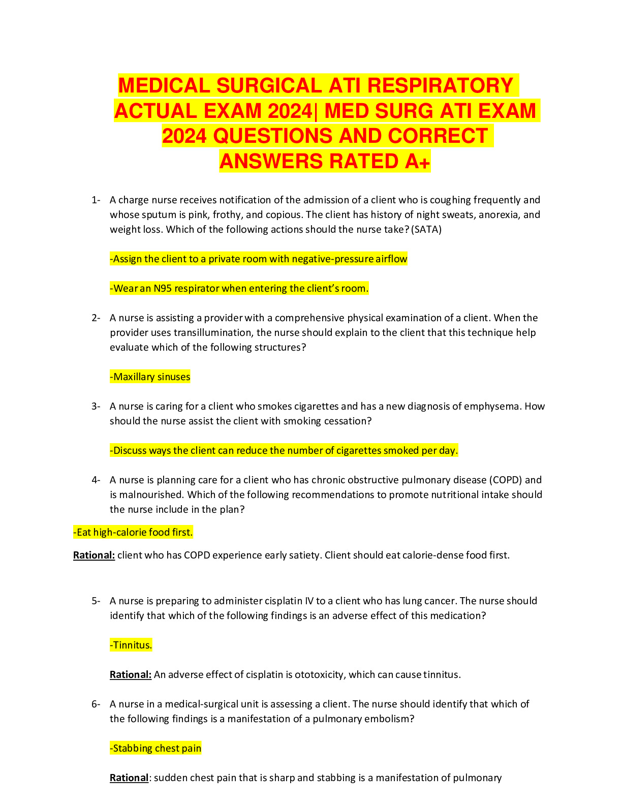 Med Surg- Proctored ATI 2023-2024 Final Exam ATI Med Surg Proctored ...