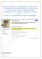 WEEK #7 I HUMAN  COMPREHESIVE CASE STUDY (CLASS 6541) 4 YEAR OLD PATIENT …REASON FOR ENCOUNTER :