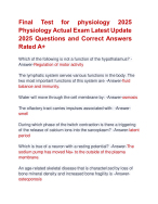 Final Test for physiology 2025 Physiology Actual Exam Latest Update  2025 Questions and Correct Ans